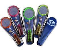 RACCHETTE BADMINTON FLUO CON SACCA E VOLANO