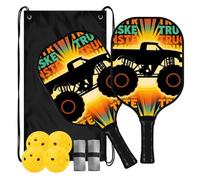 Racchette da pickleball con nucleo a nido d'ape per bambini e adulti | Set di 4 palline leggere estetiche per uomini e donne principianti 4 palline e 1 borsa per il trasporto portatile