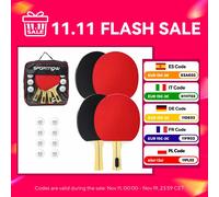 Racchette da ping pong Sportnow, set da ping pong portatile, con 4 racchette da ping pong, 8 palline e custodia per il trasporto, per