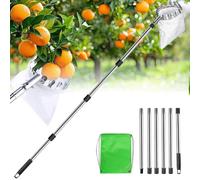 Raccogli Frutta Telescopico, 2,5m Strumento per Raccogliere Frutta con Sacchetti di Tessuto Raccoglitore Frutta Telescopico Raccoglitrice di Frutta per Raccogliere Mele Ciliegie Pere Arance Pesche
