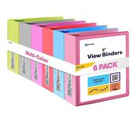 Raccoglitore a 3 anelli a D inclinato da 7,6 cm, copertina trasparente con 2 tasche interne, raccoglitori colorati resistenti per articoli scolastici in rosso, verde, grigio, viola, blu, rosa,