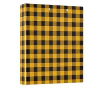 Raccoglitore a 3 anelli a quadretti giallo e nero, 3,8 cm, raccoglitore ad anelli rotondo, contiene 200 documenti, per casa, scuola, ufficio