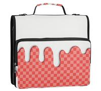 Raccoglitore a 3 anelli a quadri rosso gelato a quadri con cerniera con manico facile da trasportare borsa organizer per documenti per scuola media Carpeta del organizador