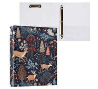 Raccoglitore a 3 anelli con 3 anelli, motivo paesaggio invernale boschivo, 3,8 cm, con clip in metallo antiscivolo, per materiale scolastico, confezione da 1