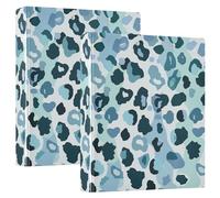 Raccoglitore a 3 anelli con blocco per appunti da 1 e mezzo di pollice blu, stampa leopardata, confezione da 1/2, forniture per ufficio, 200 fogli