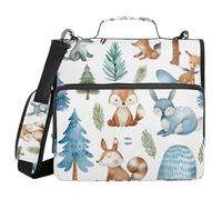 Raccoglitore a 3 anelli con cerniera con tracolla Fox e Blue Tree Binder Bag espandibile cartella di archiviazione tasche multiple