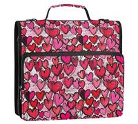Raccoglitore a 3 anelli con cerniera con tracolla Laege Capacità portatile Casa Viaggi Borsa di immagazzinaggio sicura per scuola e ufficio San Valentino Cuore amore