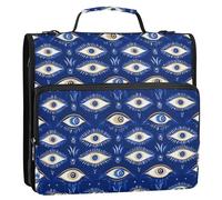 Raccoglitore a 3 anelli con cerniera con tracolla tasche multiple organizer per studenti medi Evil Eye Magic Blue