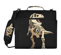 Raccoglitore a 3 anelli con cerniera, dinosauro Dino Trex Bone | Raccoglitore con manico e tracolla rimovibile, facile da trasportare per le scuole medie