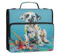 Raccoglitore a 3 anelli con cerniera per cani dalmata con vernice a forma di cucciolo di dalmata da 3,8 cm, borsa per la scuola con tracolla e custodia ad anelli