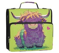 Raccoglitore a 3 anelli con cinghia, tasche multiple, per la scuola, colore: verde e viola