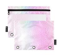Raccoglitore a 3 anelli con colori vivaci arcobaleno sfumato astuccio portapenne astuccio con cerniera raccoglitore per scuola pastello tasche trasparenti per ragazze 24,9 x 18 cm, 2 confezioni