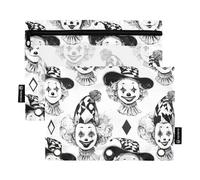 Raccoglitore a 3 anelli con finestra trasparente in bianco e nero cartone animato circo clown astuccio trasparente finestra e occhielli 3 fori cartelle perforate scuola classe ufficio organizzatori