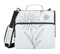 Raccoglitore a 3 anelli con fiori di nascita con tasche extra con tracolla e maniglia, tasche multiple per la scuola