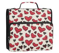 Raccoglitore a 3 anelli con manico e tracolla rimovibile, facile da trasportare, portatile, per casa e viaggi, borsa sicura per scuola e ufficio, San Valentino, labbra e cuori sexy