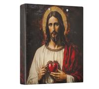 Raccoglitore a 3 anelli con motivo Gesù Cristo per San Valentino, 3,8 cm, in PVC, con anello a D e tasca trasparente per articoli da ufficio, confezione da 1