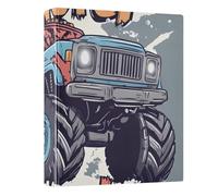 Raccoglitore a 3 anelli con motivo Monster Truck, 3,8 cm, rotondo, contiene 200 documenti, per casa, scuola, ufficio