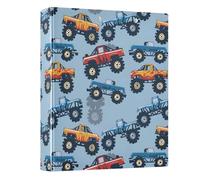 Raccoglitore a 3 anelli con motivo Monster Truck Cars Cartoon da 3,8 cm, per 200 documenti, per casa, scuola, ufficio