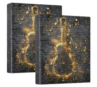 Raccoglitore a 3 anelli con note musicali e chitarra, 3 anelli, 200 fogli, 31,5 x 27 x 6 cm, 1 confezione