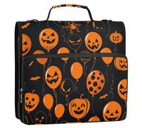 Raccoglitore a 3 anelli con palloncini in peluche per Halloween, 3,8 cm, con tasche extra con tracolla e manico, impermeabile, per scuola/ufficio