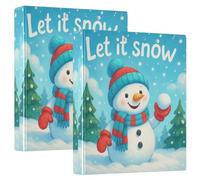 Raccoglitore a 3 anelli, con scritta "Let It Snow", 2,5 cm e mezzo, contiene 200 fogli, decorativo, grazioso raccoglitore a tre anelli per materiale scolastico, confezione da 2