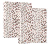 Raccoglitore a 3 anelli con stampa, 3,8 cm, raccoglitore ad anelli a D con tasche, raccoglitore decorativo per scuola, università o ufficio, stampa leopardata, oro rosa morbido