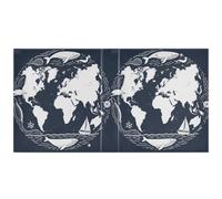 Raccoglitore a 3 anelli con tasche interne, 2,5 cm e 2,5 cm, motivo continente africano retrò, blu, bianco, 200 fogli
