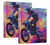 Raccoglitore a 3 anelli da 1,5 pollici per motocross e Lightnin con tasche, confezione da 1/2, materiale scolastico, copertina rigida, confezione da 2