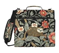 Raccoglitore a 3 anelli da 3,8 cm con cerniera e manico William Morris Design Bradipo include tasca con cerniera per scuola e ufficio Encuador de cartera