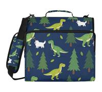 Raccoglitore a 3 anelli da 3,8 cm con cerniera, motivo Dino Dog | con tracolla impermeabile materiale scolastico organizzatore per scuola e ufficio