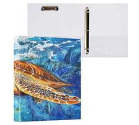 Raccoglitore a 3 anelli da 3,8 cm con portablocco per scuola/ufficio, per archiviare file a tartaruga di mare profondo, può contenere 200 fogli con tasche interne, 1 pezzo