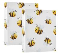Raccoglitore a 3 anelli da 3,8 cm, con simpatiche api in stile cartone animato, raccoglitore ad anelli a D con portablocco grande, 3 raccoglitori per scuola, università, ufficio