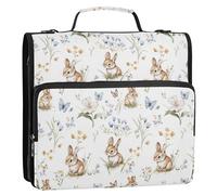 Raccoglitore a 3 anelli da 3,8 cm con tasche extra con manico e tracolla rimovibile, multi-tasca, organizer per forniture scolastiche per la scuola media, carini macropodidae, bianco