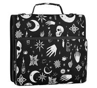 Raccoglitore a 3 anelli da 3,8 cm con tasche extra con manico, include tasca con cerniera, raccoglitore per scuola e ufficio, i simboli della stregoneria