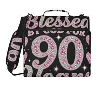 Raccoglitore a 3 anelli da 3,8 cm con tasche extra con tracolla e manico Benedetto da Dio per il 90° compleanno, include tasca con cerniera per scuola/ufficio Organizadores de adhesivos escolares