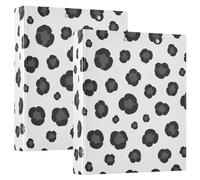 Raccoglitore a 3 anelli da 3,8 cm, nero, grigio, leopardato, bianco, con portablocco, con 3 raccoglitori per scuola, università, ufficio