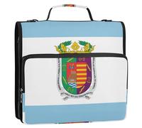 Raccoglitore a 3 anelli da 3,8 cm, resistente, con bandiera della provincia di Malaga, con cerniera, con tracolla, borsa per la scuola media, divertente, multi tasche, grande cartella portfolio