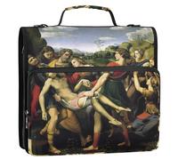 Raccoglitore a 3 anelli da 3,8 cm, resistente, con cerniera Raphael Deposition of Christ, organizer per scuola media, con tracolla, multi tasche, grande cartella portadocumenti