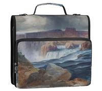 Raccoglitore a 3 anelli da 3,8 cm, resistente, Shoshone Falls Idaho Thomas Moran, organizer con cerniera, per scuola media, con tracolla, portadocumenti professionale e custodia ad anelli