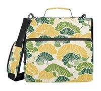Raccoglitore a 3 anelli giallo e verde Calico Ukiyo-e Style 3,8 cm con cinghia Laege Capacità Portfolio portatile per studenti di medie dimensioni
