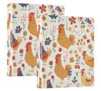 Raccoglitore a 3 anelli per appunti con gallo, rustico, rustico, pollo, fattoria, Mexicana, 3 anelli, con portablocco, confezione da 1/2 raccoglitori, 200 fogli