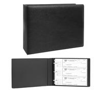 Raccoglitore a 3 anelli per controlli di libri da scrivania, 3 su una pagina, adatto a 3 e 9 fori, in ecopelle (28 x 23 cm) (nero)