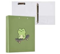 Raccoglitore a 3 anelli per quaderni, 3,8 cm, con rane tascabili | Organizer per documenti con chiusura in metallo dorato, 200 fogli, per ufficio, scuola, casa, ricette, ricevute