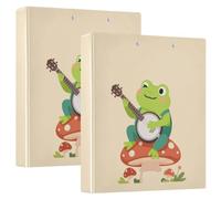 Raccoglitore a 3 anelli per quaderni, 3,8 cm, portablocco tascabile, rana | Organizer per documenti con chiusura in metallo dorato, 200 fogli, per ufficio, scuola, casa, ricette, ricevute