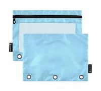 Raccoglitore a 3 anelli per studenti, astuccio con cerniera, astuccio per matite, penne, pastelli, raccoglitori scolastici, tasche trasparenti, 24,9 x 18 cm, 2 confezioni