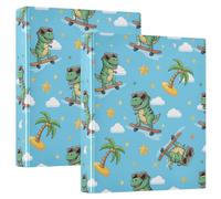 Raccoglitore a 3 anelli stampato, raccoglitore ad anelli a D con tasche, raccoglitore decorativo per scuola, università o ufficio, simpatico dinosauro blu