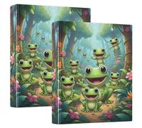 Raccoglitore a 3 anelli stampato, raccoglitore ad anelli a D con tasche, raccoglitore decorativo per scuola, università o ufficio, simpatico cartone animato verde con rana