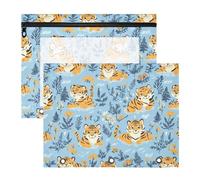 Raccoglitore a 3 fori portatile a 3 fori per lettere di carta A4, confezione da 2 articoli per insegnanti, università, cartoni animati, tigri gialle carine