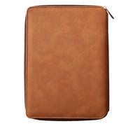 Raccoglitore a 6 anelli con cerniera, formato A5, ricaricabile, in pelle PU, organizer per documenti per lavoro, ufficio, viaggi, marrone, 25,6 x 18,5 cm, 200 pagine