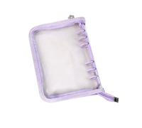 Raccoglitore a 6 anelli con cerniera, riutilizzabile, in PVC trasparente, ricaricabile, organizer per conservare appunti, per raccogliere e organizzare carte da gioco (viola-A5)